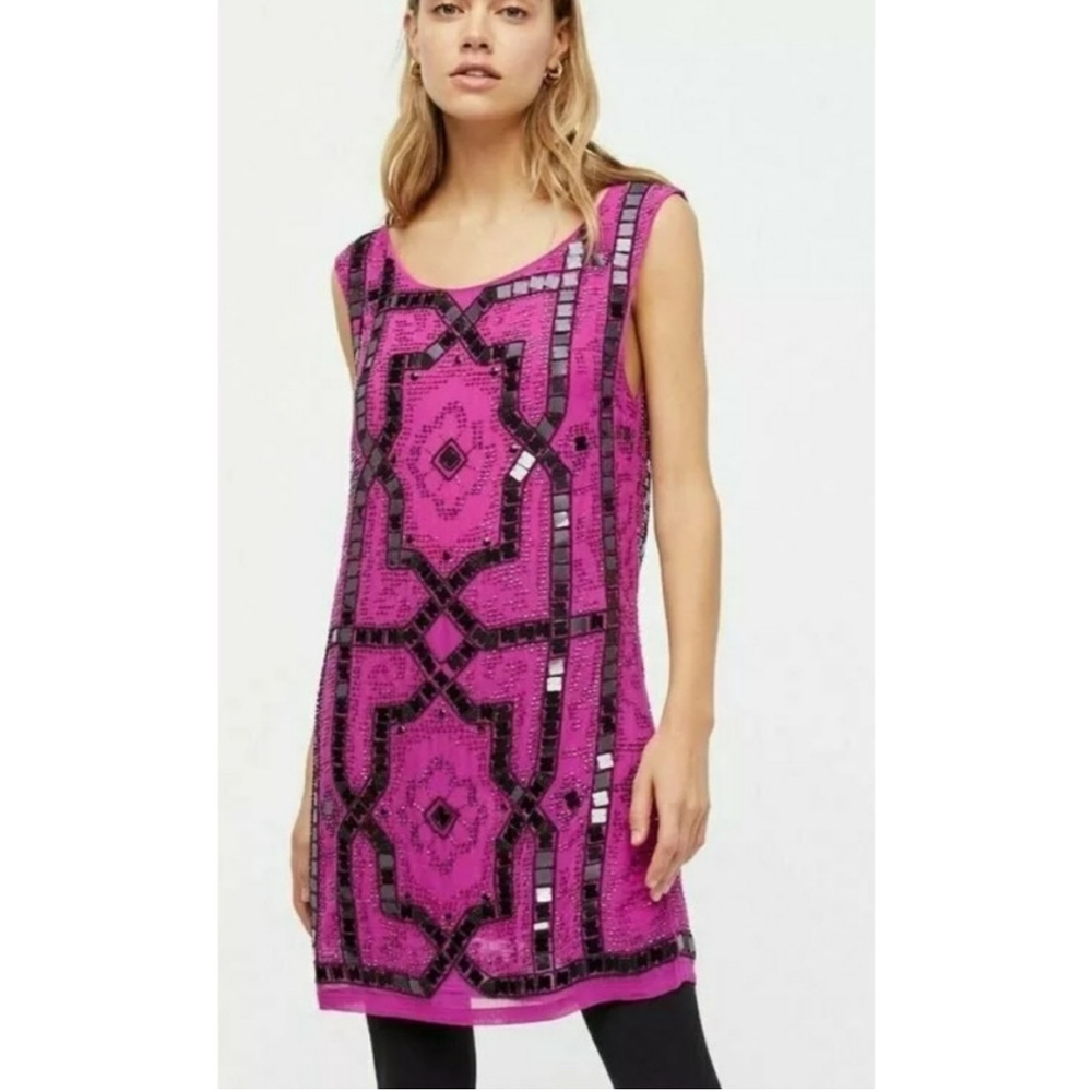 Free People Speak Easy Mini Dress in Magenta/Raspberry Size 10